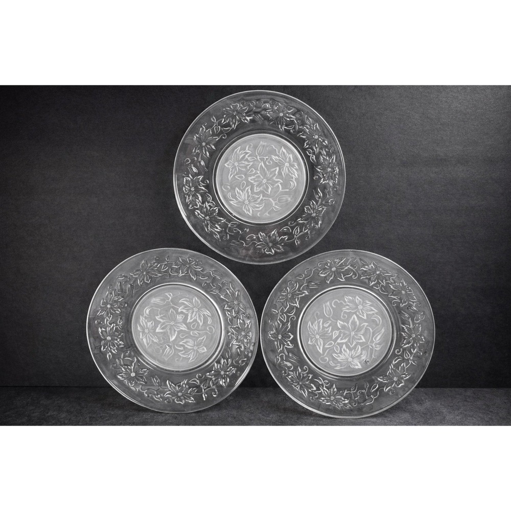 3 Princess House Fantasia Poinsettia Dessert Plates Salad Bread Butter 8"‎
